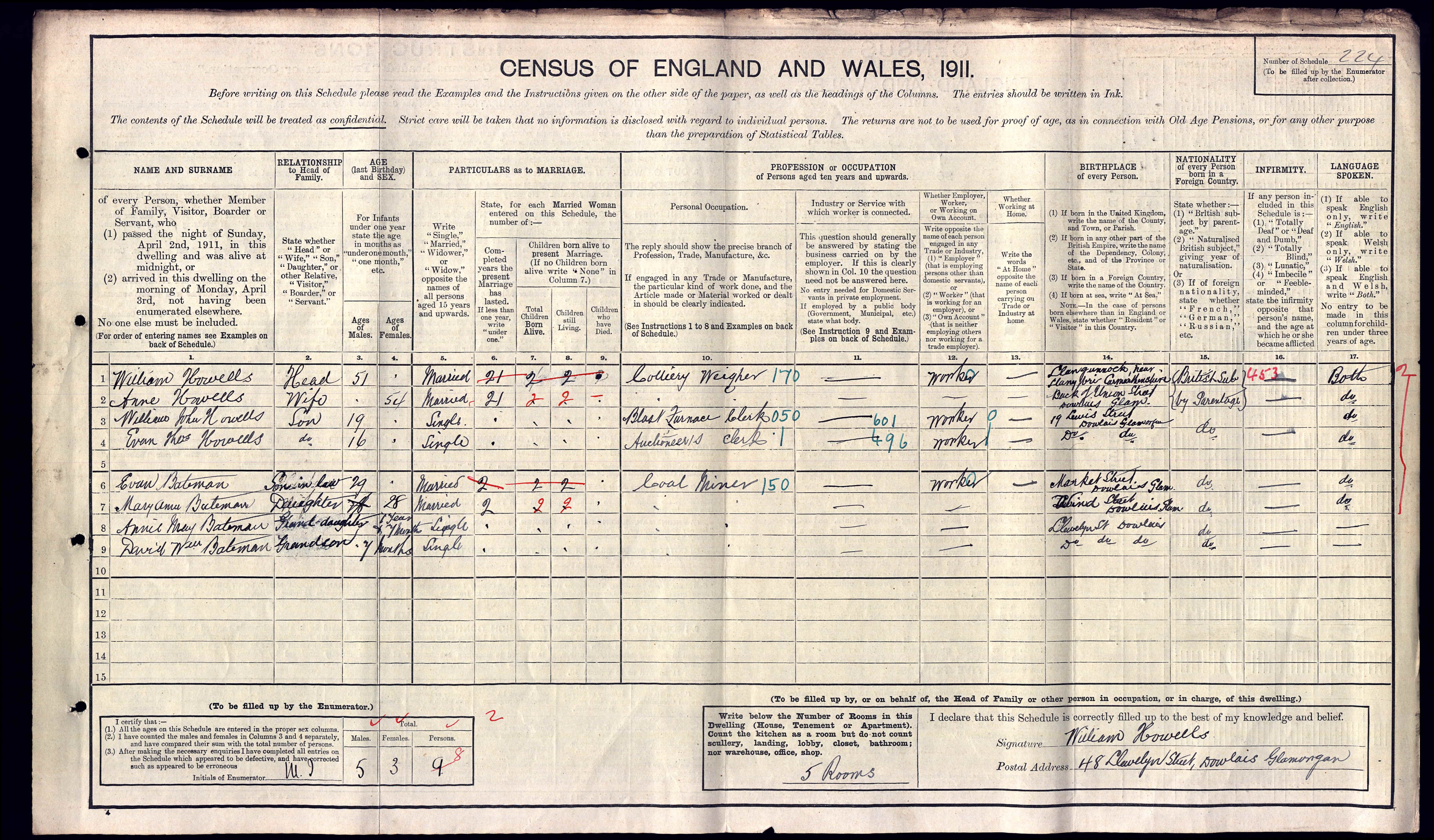 BATEMAN-Evan-1911-Census
